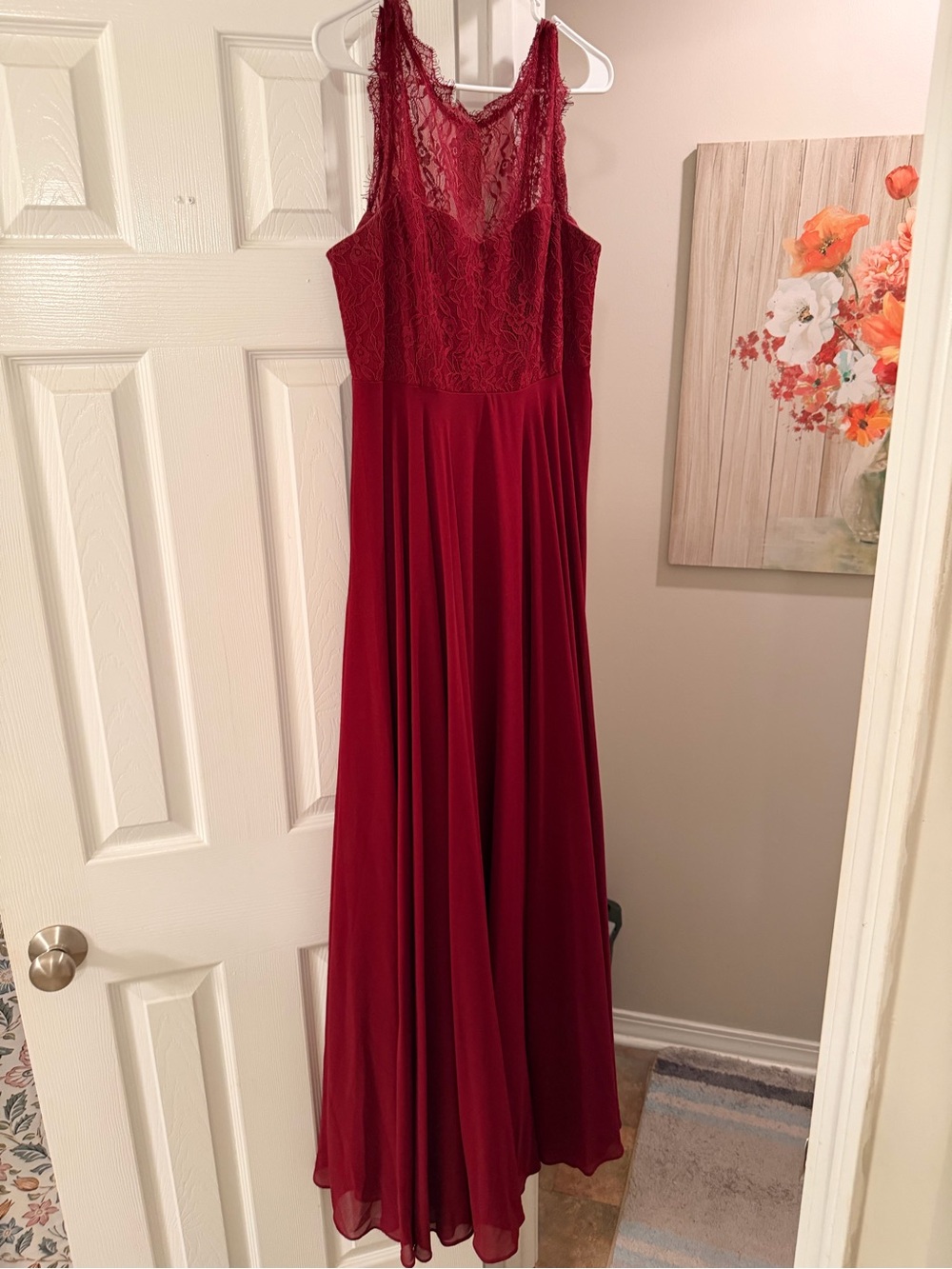 Lulu's Burgundy Lace Maxi Dress